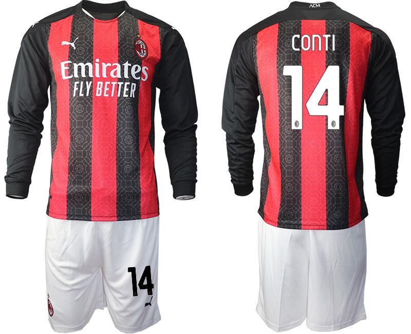 Men 2020-2021 club AC milan home long sleeve #14 red Soccer Jerseys